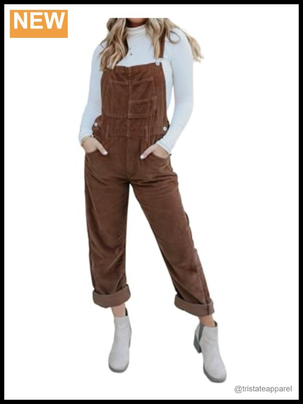 Corduroy Overalls Adjustable Straps Loose Bib Pocket Jumpsuit